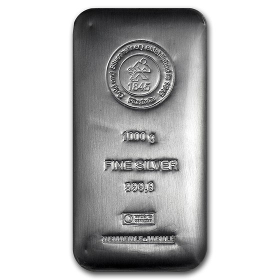 1,000 gram Silver Bar - Heimerle & Meule (Cast) 1,000 gram Silver Bar - Heimerle & Meule (Cast)